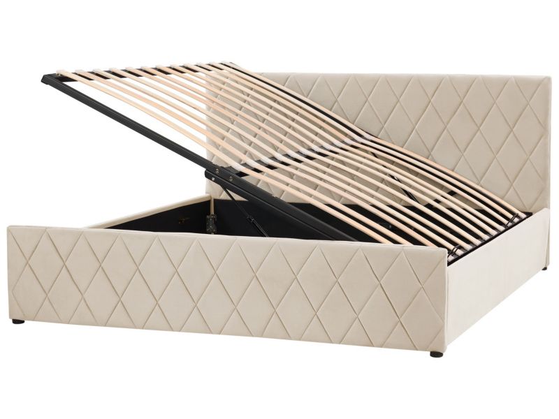 Łóżko Rochefort 180 x 200 cm Welur Beżowy 1 szt.