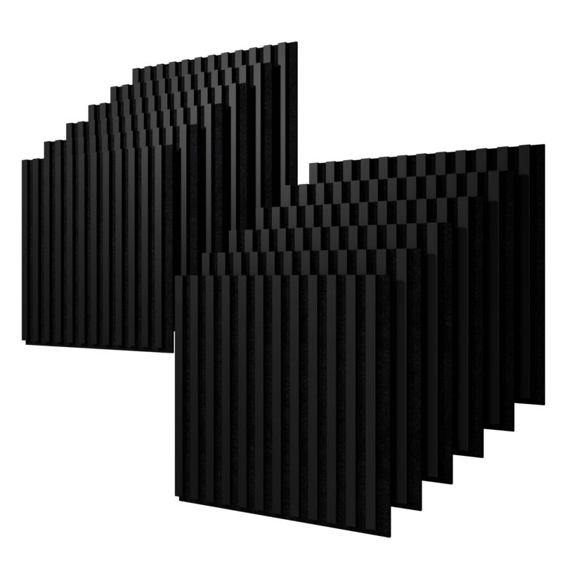 Lamele ścienne na czarnym filcu Stegu, czarne panele akustyczne 60x60,5cm 12 szt.