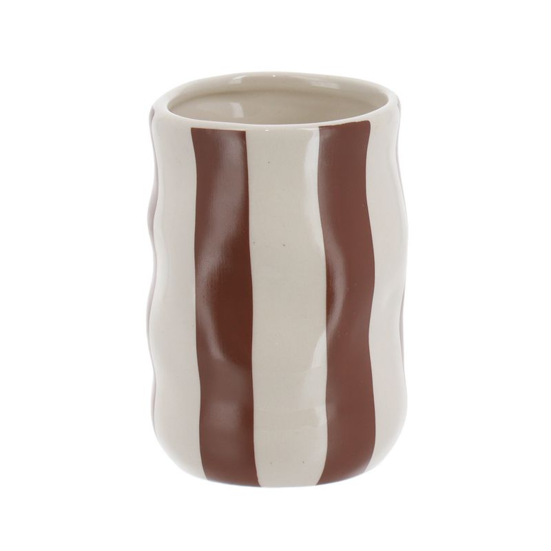 Kubek łazienkowy Nola Tendance pasy mocha brąz na szczoteczki 1 szt.