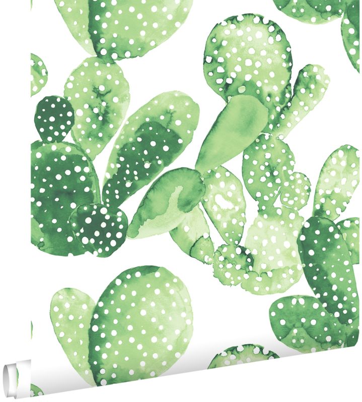 Tapeta ESTAhome kaktusy malowane akwarelą tropikalnej zieleni dżungli 53 cm x 10.05 m - 1 rol.