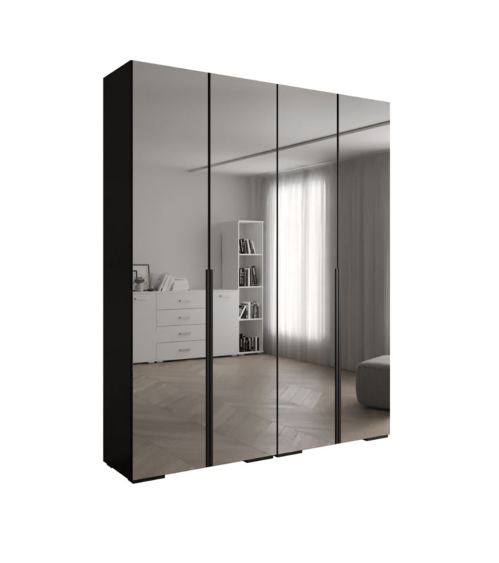 Szafa uchylna Abiks INOVA lustro wz.1 szer.200cm (czarny/czarny)