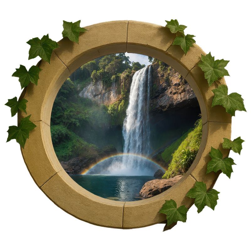 Naklejka 3D Wallfluent Naturalna oaza 80x70 cm Dziura w ścianie Nowoczesna 1 rol.