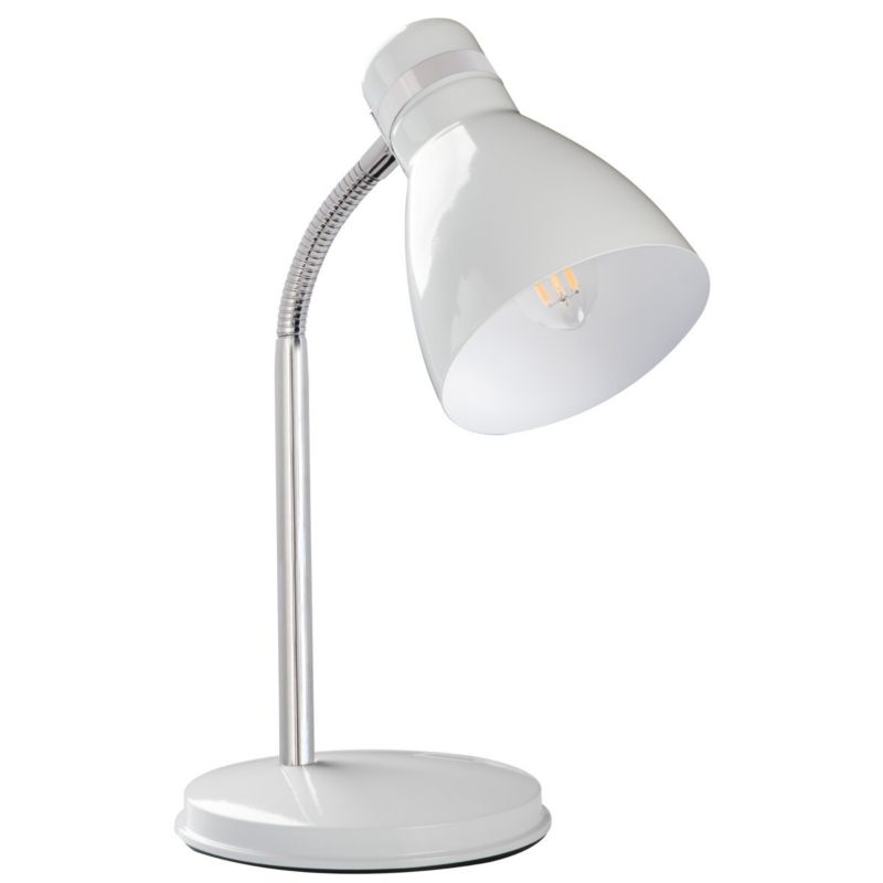 Lampa biurkowa Kanlux Zara biała chromowana 1 x E14 x 10W IP20 wym: 29.5 x 14.7 x 14.7 cm metal - 1 szt.