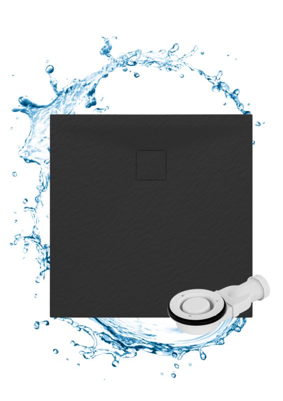 Brodzik Prysznicowy Kwadratowy Granitan Teja 80x80CM Czarny SMC Kompozyt 1szt.