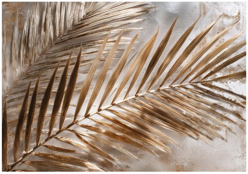 Fototapeta WALLARENA Do Sypialni Salonu Na Flizelinie Liście Abstrakcja Beton Złoty 250x175 cm 16273VX5 1 szt.