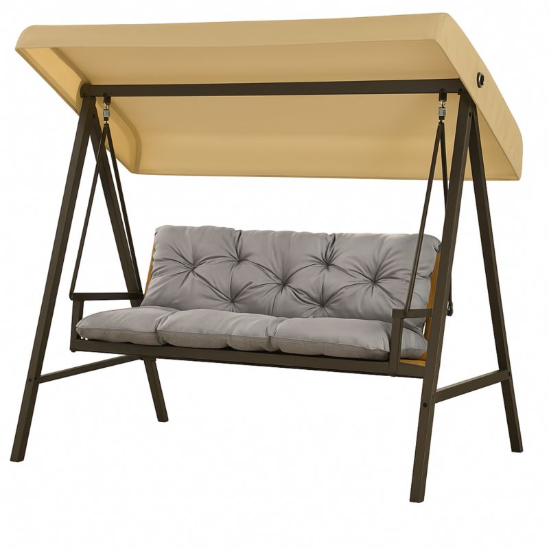 Poduszka Ogrodowa na Huśtawkę 3-os, Setgarden, 180x60x50cm, Szara Poduszka na ławkę z troczkami,Svinge 1szt