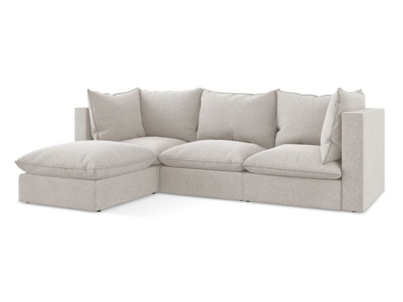Narożnik lewostronny LaMiaSofa RAVENNA z tkaniny welwetowej 255x165 cm jasny beż 1 szt.