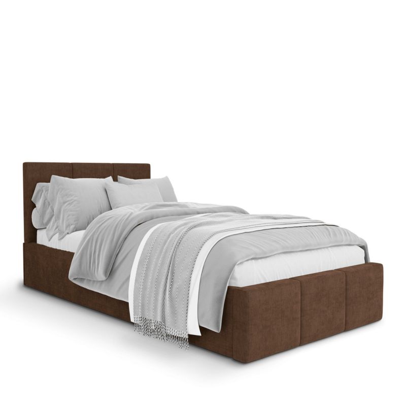 Łóżko Muralo Tapicerowane z Pojemnikiem Brązowe 90x200 cm 1szt.