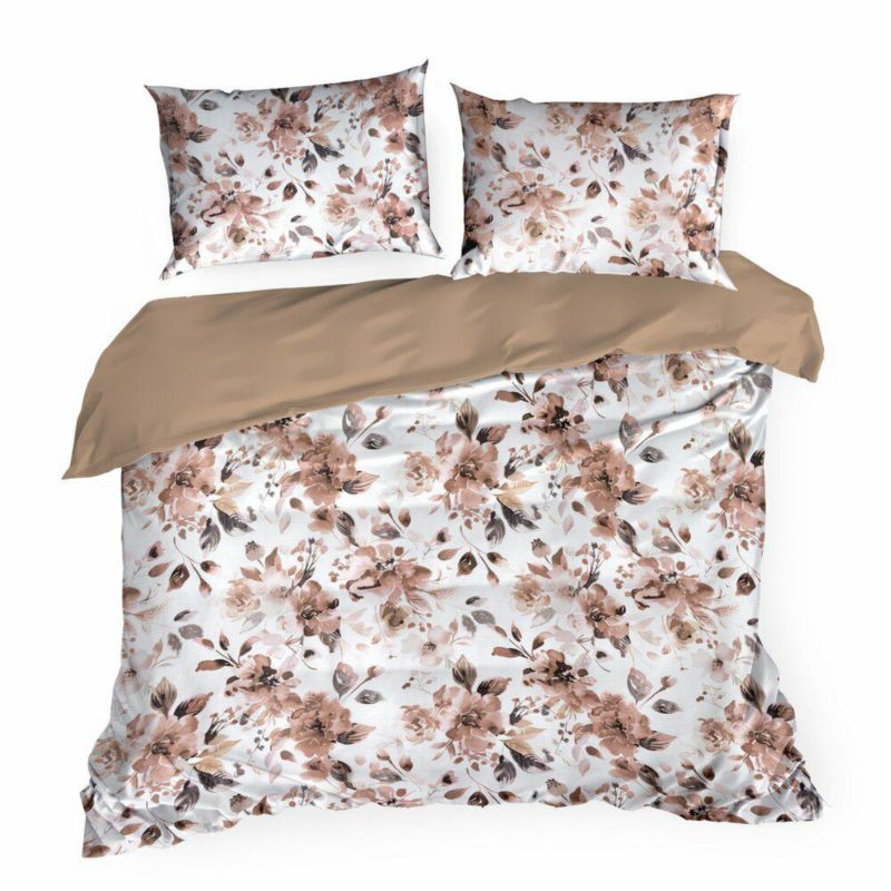 Pościel Spring/76 Eurofirany 160 x 200 biało pudrowa bawełna satynowa 1 kpl.