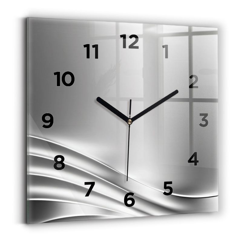Zegar z czarnymi wskazówkami Wallfluent 30x30 cm Srebrna abstrakcja 1 szt.