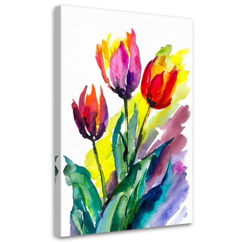 Obraz do salonu Feeby Tulipany Akwarela Kolorowy Natura 40x60cm 1szt