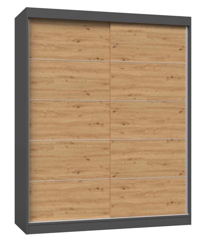 Szafa Przesuwna Topeshop IGA 160 cm Drzwi Przesuwne Ze Szprosami Antracyt Dąb Artisan61x160x200 cm 1 szt.