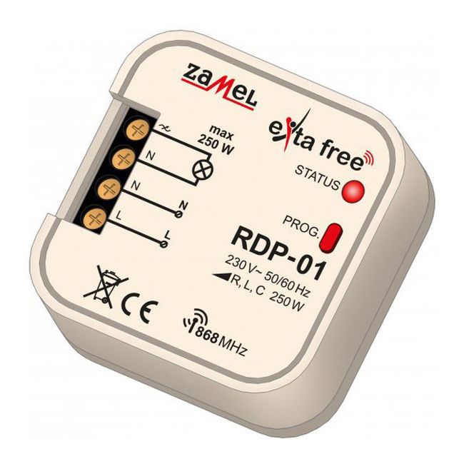 Radiowy ściemniacz podtynkowy Zamel RPD-01 1-kanałowy