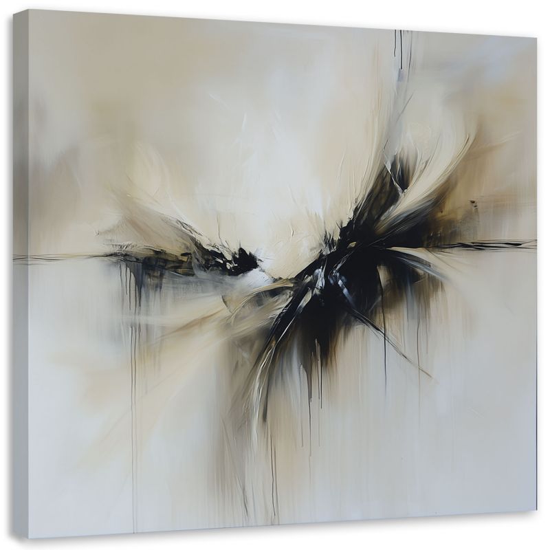 Obraz nowoczesny do salonu Feeby Abstrakcja beżowy czarny efekt farby 30x30cm 1szt