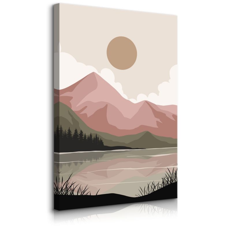 Obraz Muralo Do Salonu Góry Krajobraz Jezioro Styl Boho Natura 40x60 cm 1 szt.