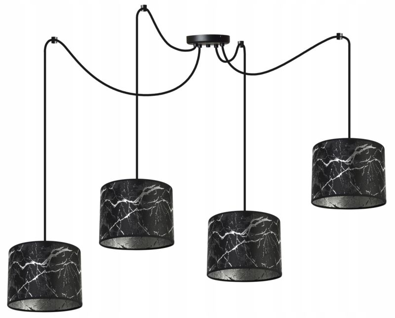 Lampa sufitowa wisząca Light Home LH Pająk Werona 4x E27 60W czarny/srebrny 1szt.