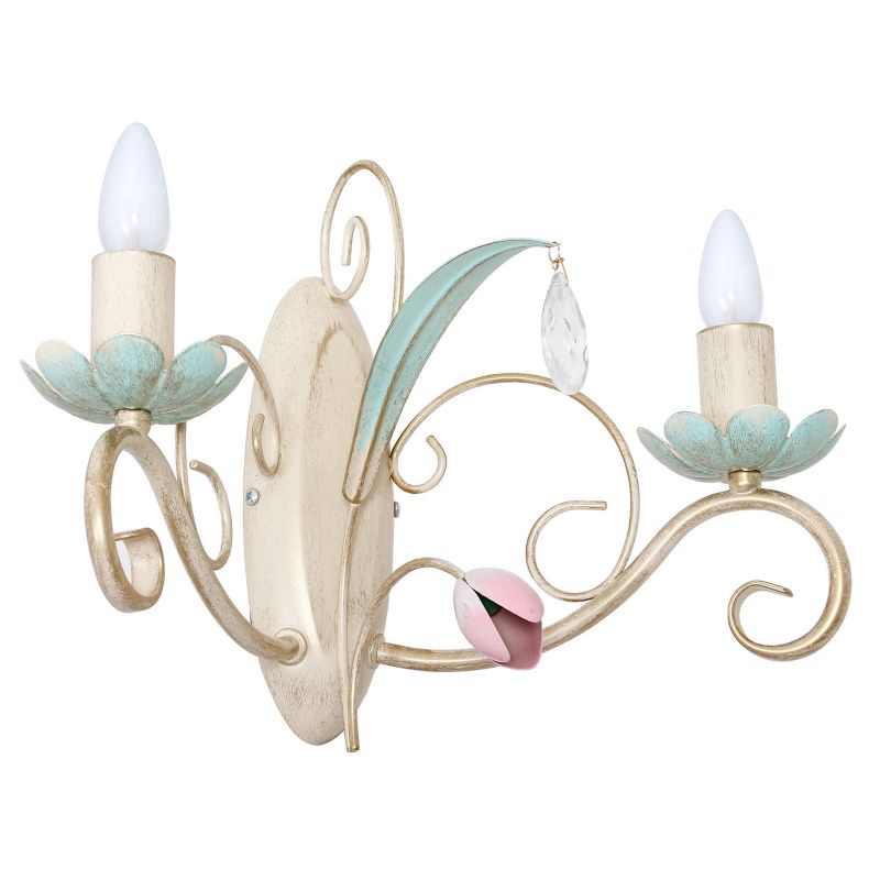 Kinkiet ścienny Luminex Luce kremowo-zielony-różowy szkło kryształowe 2 x E14 x 15W IP20 wym: 28 x 37 x 21 cm - 1 szt.