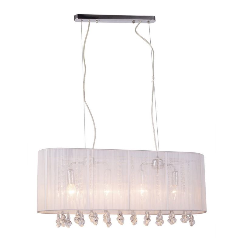 Lampa sufitowa wisząca Italux Isla 9952 biało-chromowana-przezroczysty kryształowa 4xE14 x 40W 1 szt.