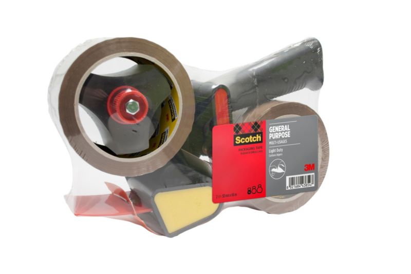 Podajnik taśm pakowych Scotch z uchwytem pistoletowym 1szt. + 2 szt. taśmy pakowej General Purpose, brązowej w rozm. 50mm x 66m