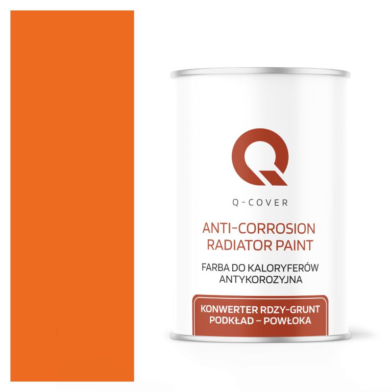 Farba do Kaloryferów Antykorozyjna Q-Cover Jasnoczerwony pomarańczowy RAL2008 Wysoki Połysk 1L