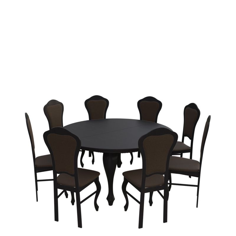 Zestaw RO26 MIRJAN 24 Stół rozkładany S19 150x150/200 + 8 krzeseł K30 wenge + gorzka czekolada 1 kpl.