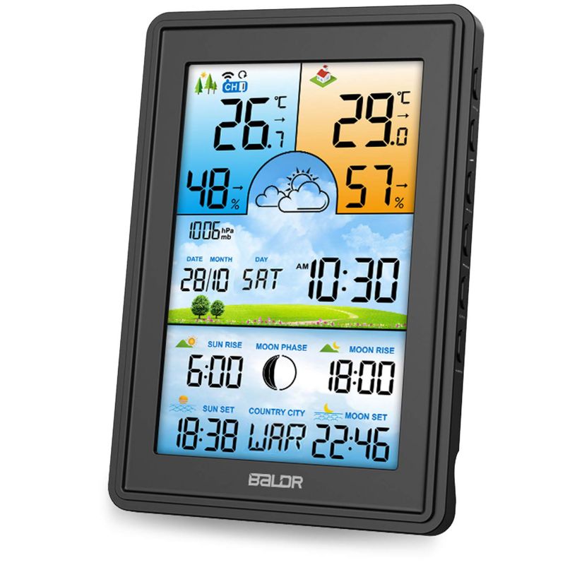 Bezprzewodowa stacja pogodowa Baldr BD-906 czarna higrometr + czujnik 1szt.