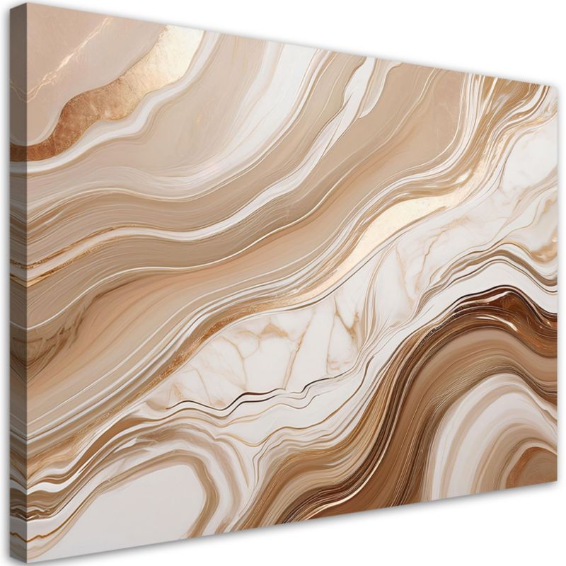 Obraz na płótnie Feeby Brązowy Marmur ze Złotem Abstrakcja 100x70cm 1szt