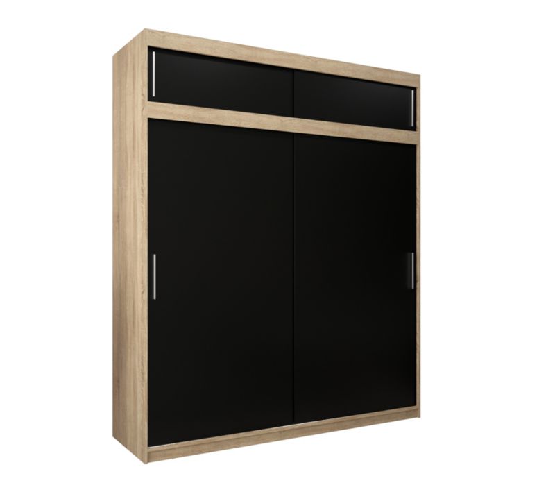 Szafa przesuwna Garderoba Abiks Tokyo 200 sonoma + czarny z nadstawką 1 szt.