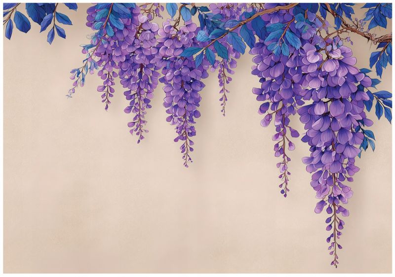 Fototapeta WALLARENA Do Sypialni Salonu Na Flizelinie Kwiaty Wisteria Wiszące Fioletowy 300x210 cm 16121VX6 1 szt.