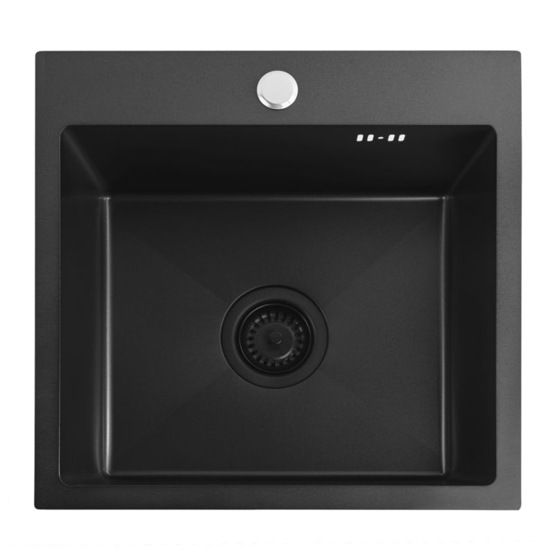 Zlewozmywak Stalowy Z Baterią Kuchenną Rea Leo 40 Czarny 40X45X18,5Cm + Bateria Kuchenna Fresh Czarna 1 Szt