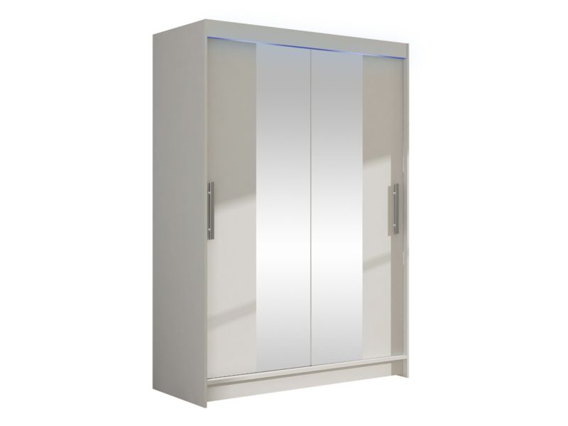 Szafa MIRJAN 24 z drzwiami przesuwnymi Miami II z oświetleniem RGB biały/lustro 1 szt.