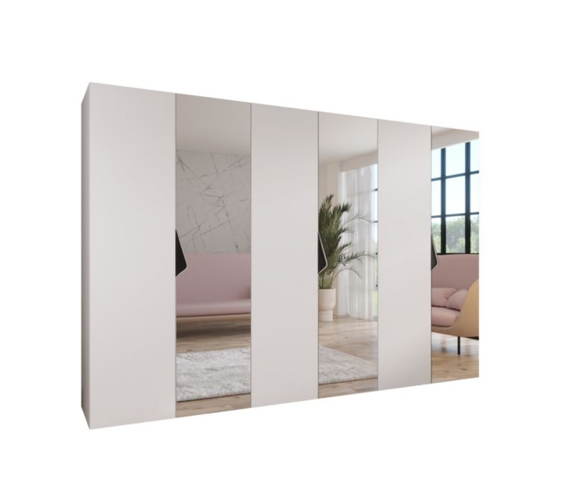 Szafa uchylna z lustrem otwierana Abiks SANDI 2 300 (3x100) wys 202 cm Biały + Czarny 1 szt