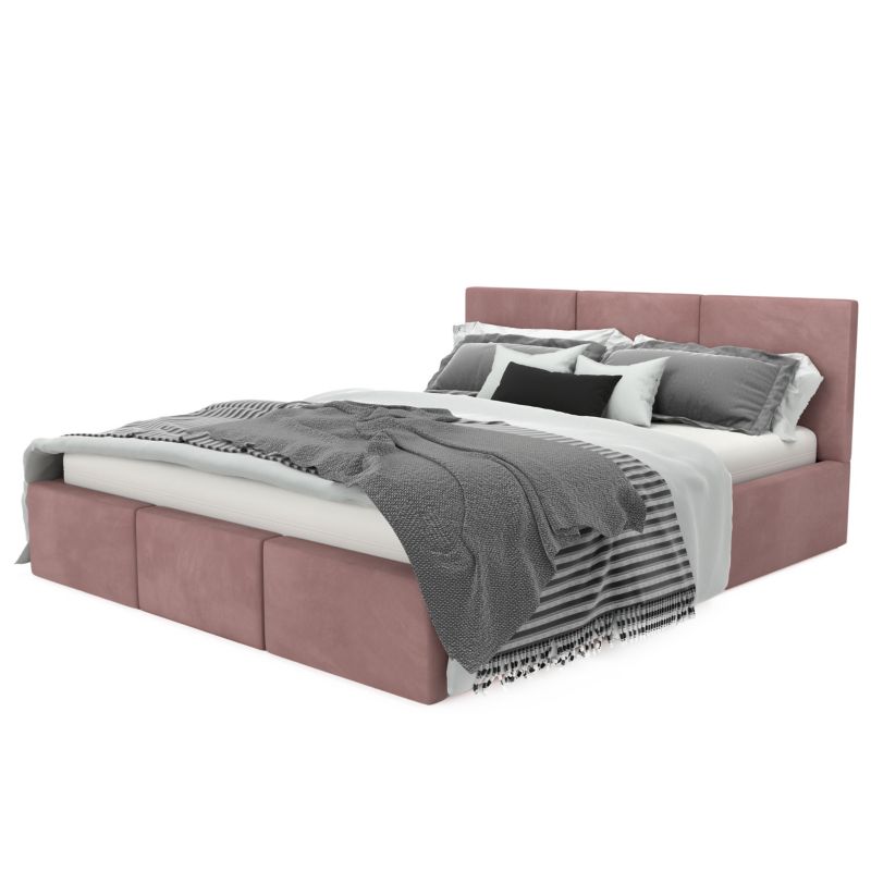Łóżko Muralo Tapicerowane z Pojemnikiem Różowe 120x200x110 cm 1szt.