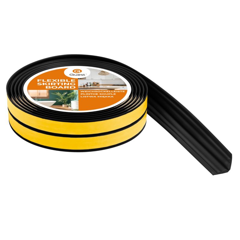 Listwa ochronna PCV 40 mm QUEST, Do krawędzi i narożników, samoprzylepna, 5 m, czarny, 1 szt.