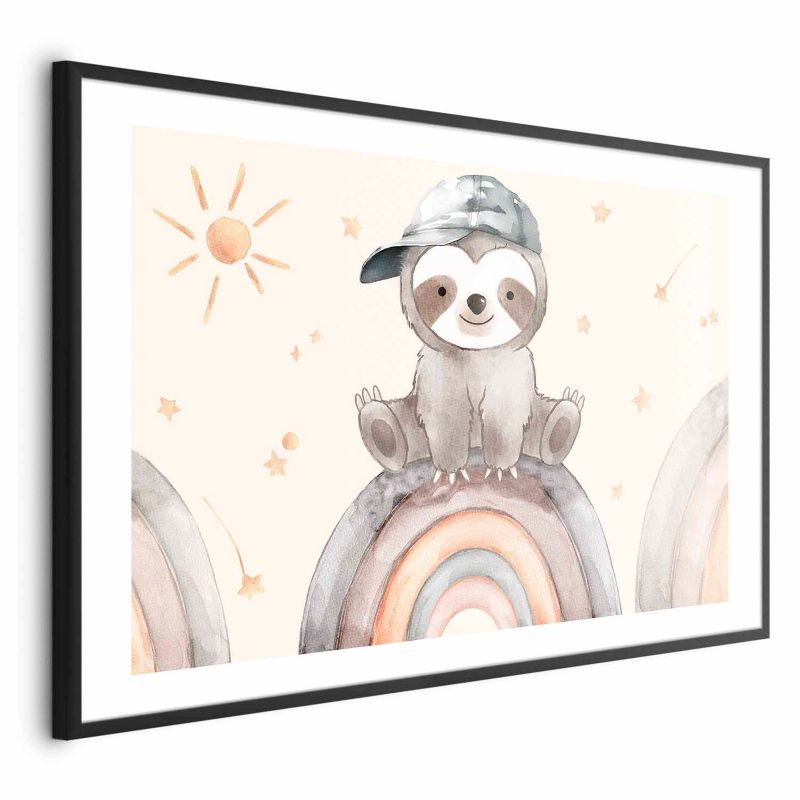 Plakat Artgeist Pośród gwiazdek i tęcz 90x60 cm z ramą czarną z marginesem 1 szt