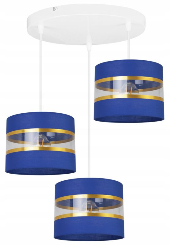 Lampa sufitowa wisząca Light Home LH Elegance Gold 3x E27 60W okrągły granatowy/biały 1szt.