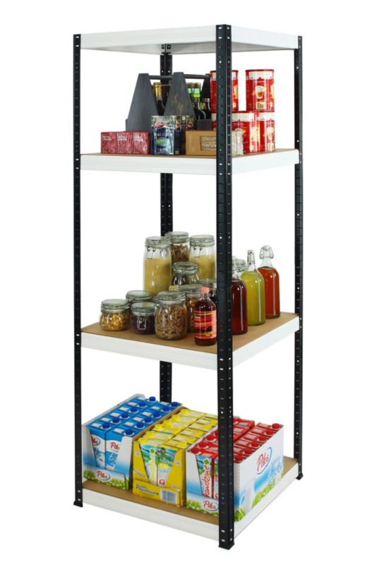 Regał metalowy MODO24 magazynowy garażowy czarno-biały helios 180x50x50cm 4 półki po 175 kg 1 szt.