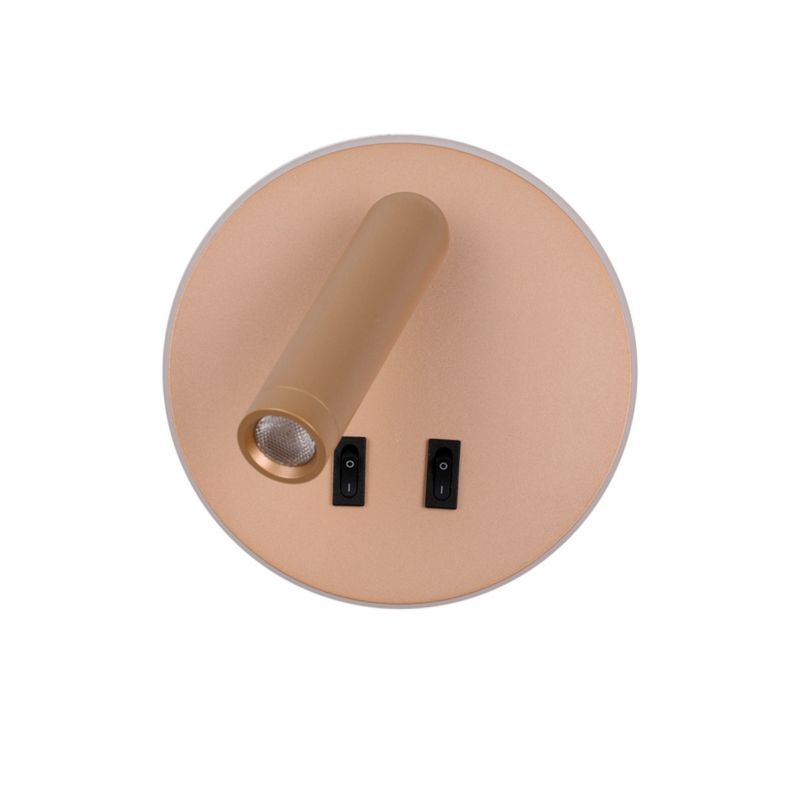 Kinkiet Italux FURLA z włącznikiem złoty LED 2x8W 516lm Ciepła biel IP20 -1 szt.