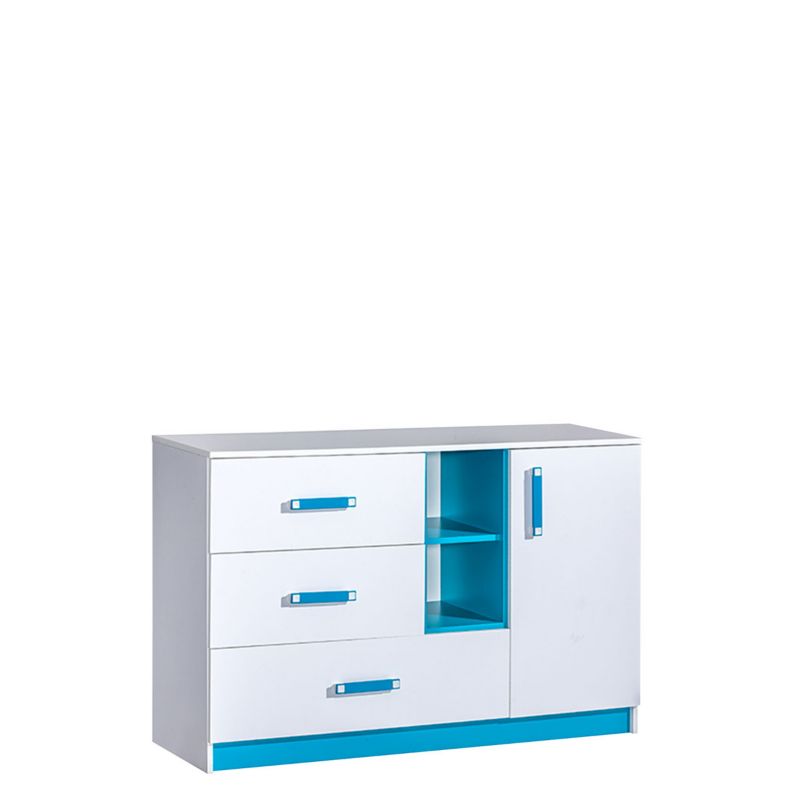 Komoda MIRJAN 24 Trafiko 7 biały + biały/turkus 1 szt.