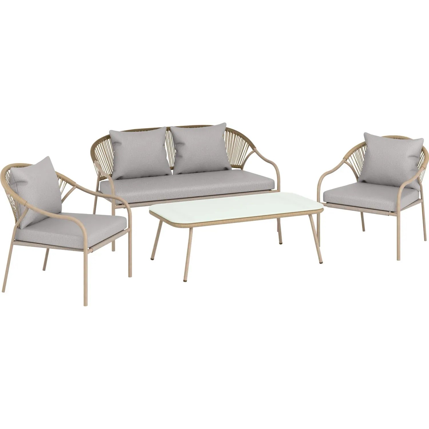 Komplet mebli wypoczynkowych BRYSON szary 4-częściowy