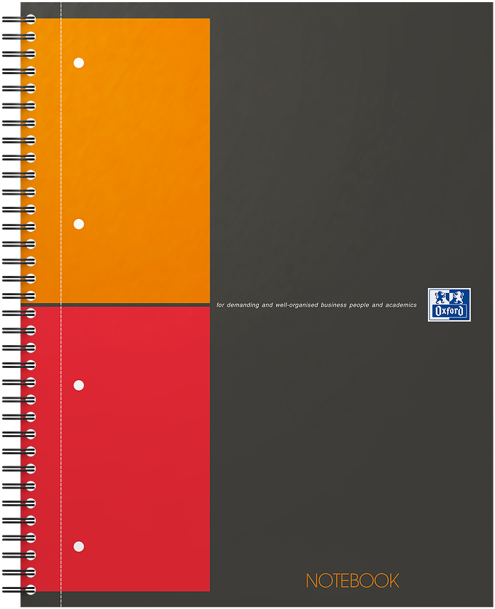Kołonotatnik Oxford International Notebook, A4+, w kratkę, 80 kartek, okładka kartonowa, szary