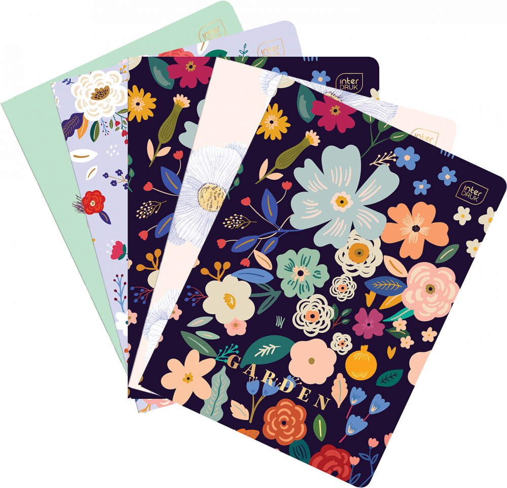 5x Zeszyt w kratkę Interdruk HS Garden, A5, 60 kartek, mix wzorów