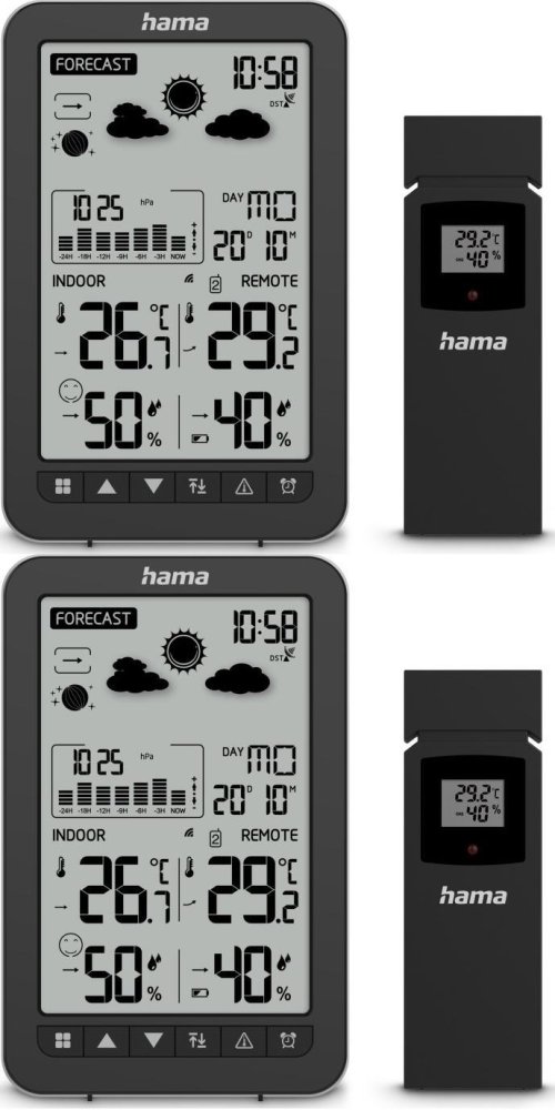 2x Stacja pogodowa Hama Ko Samui, z czujnikiem zewnętrznym, czarny