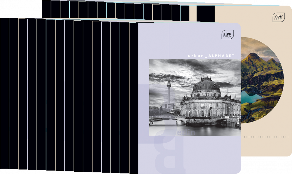 30x Zeszyt w kratkę Interdruk UV Black & White, A5, 60 kartek, mix wzorów