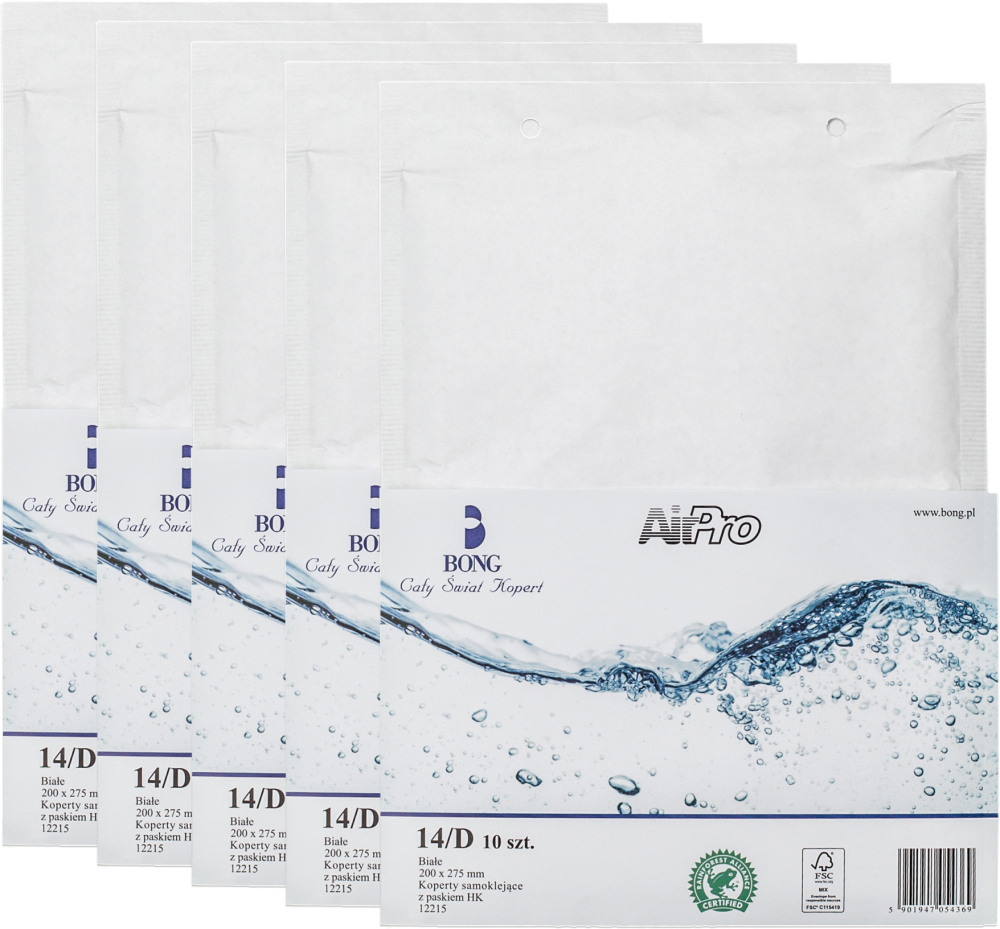 5x Koperta bąbelkowa Bong AirPro, D14, 200x275mm, 10 sztuk, biały