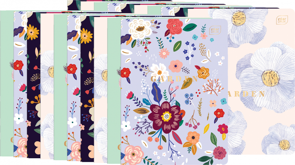 20x Zeszyt w kratkę Interdruk HS Garden, A5, 60 kartek, mix wzorów