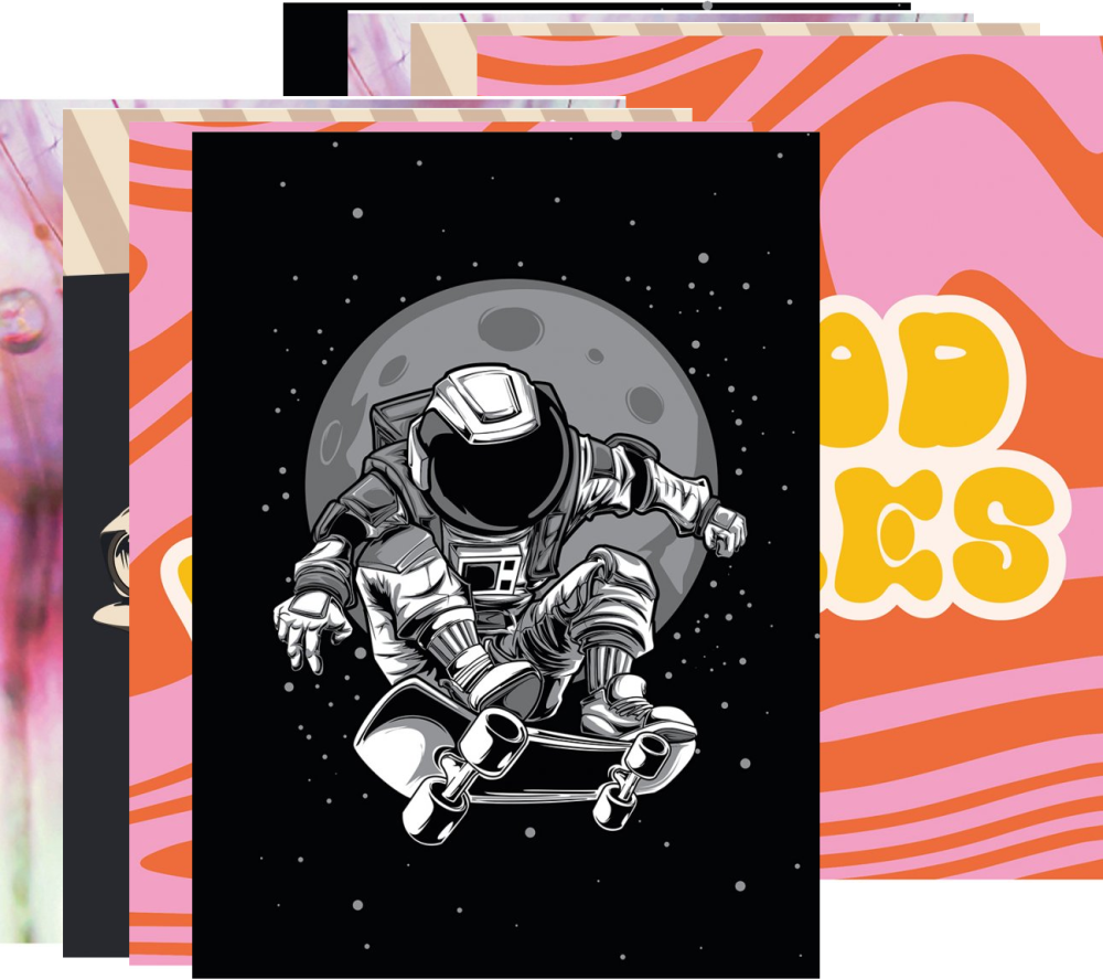 8x Zeszyt w linie Gimboo, A5, 60 kartek, mix wzorów