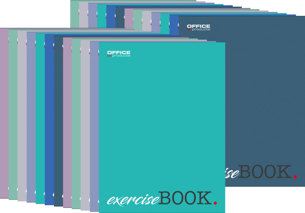 24x Zeszyt w kratkę Office Products, A5, 60 kartek, mix wzorów