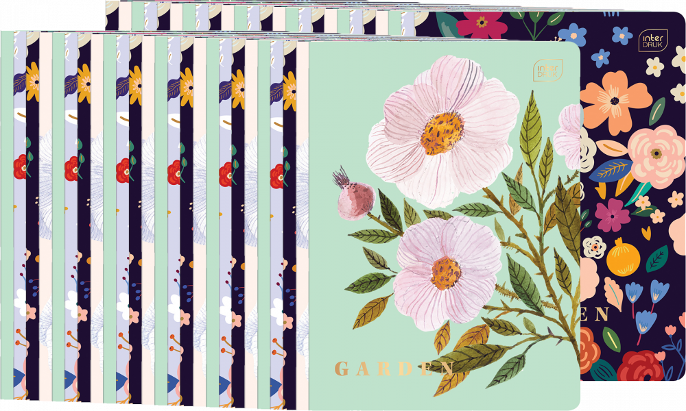 50x Zeszyt w kratkę Interdruk HS Garden, A5, 60 kartek, mix wzorów