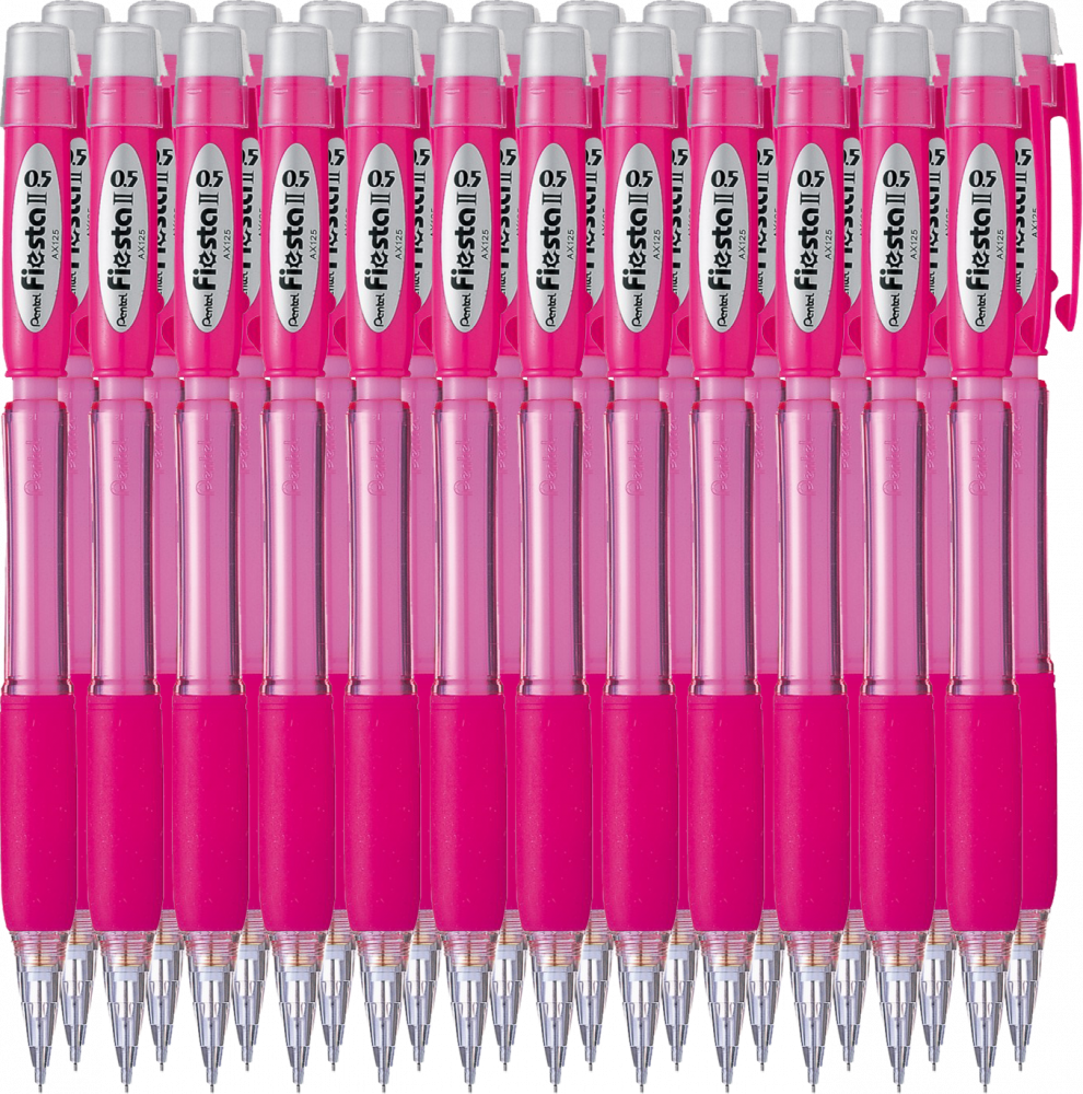 24x Ołówek automatyczny Pentel Fiesta AX125, 0.5mm, z gumką, różowy